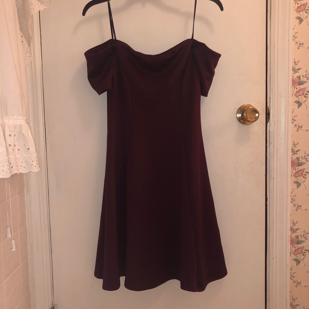 Forever 21 Maroon Off-Shoulder Dress